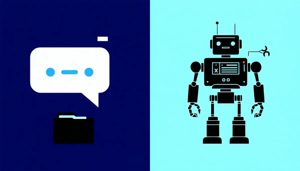 Chatbot versus AI agent: a speech bubble compared with an agent using tools