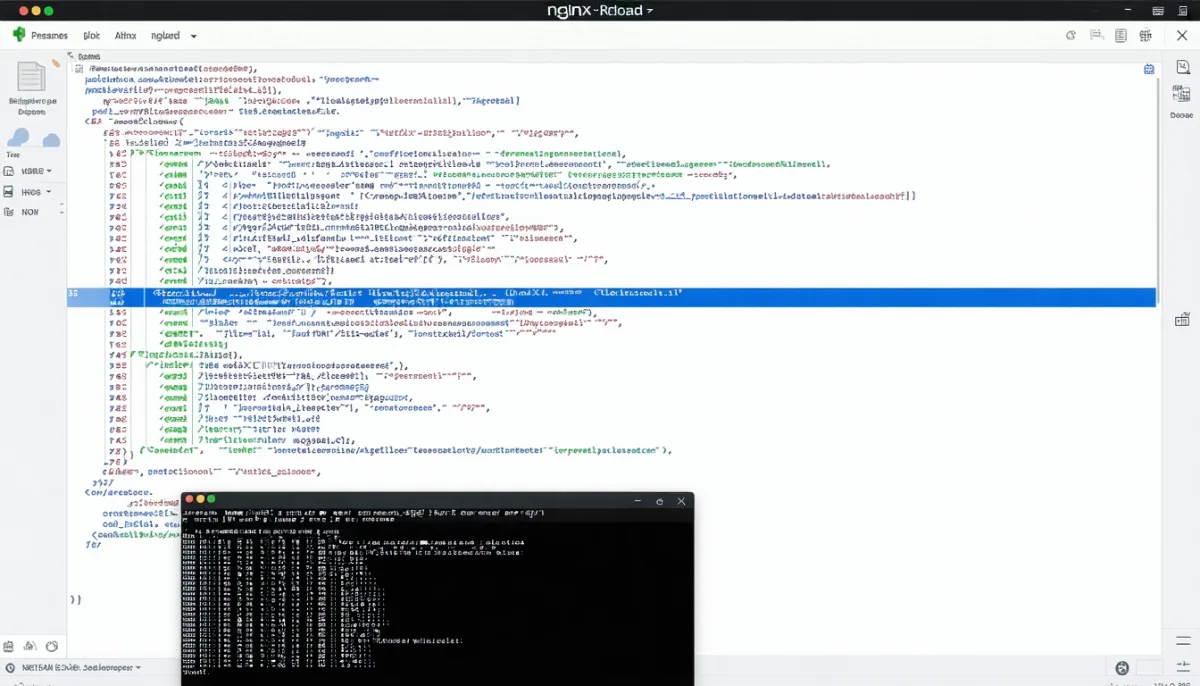 Nginx reverse proxy configuration in a code editor