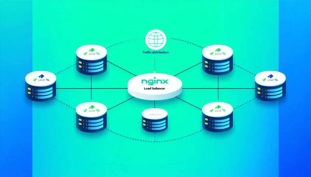 Nginx load balancing diagram showing traffic distribution across multiple servers